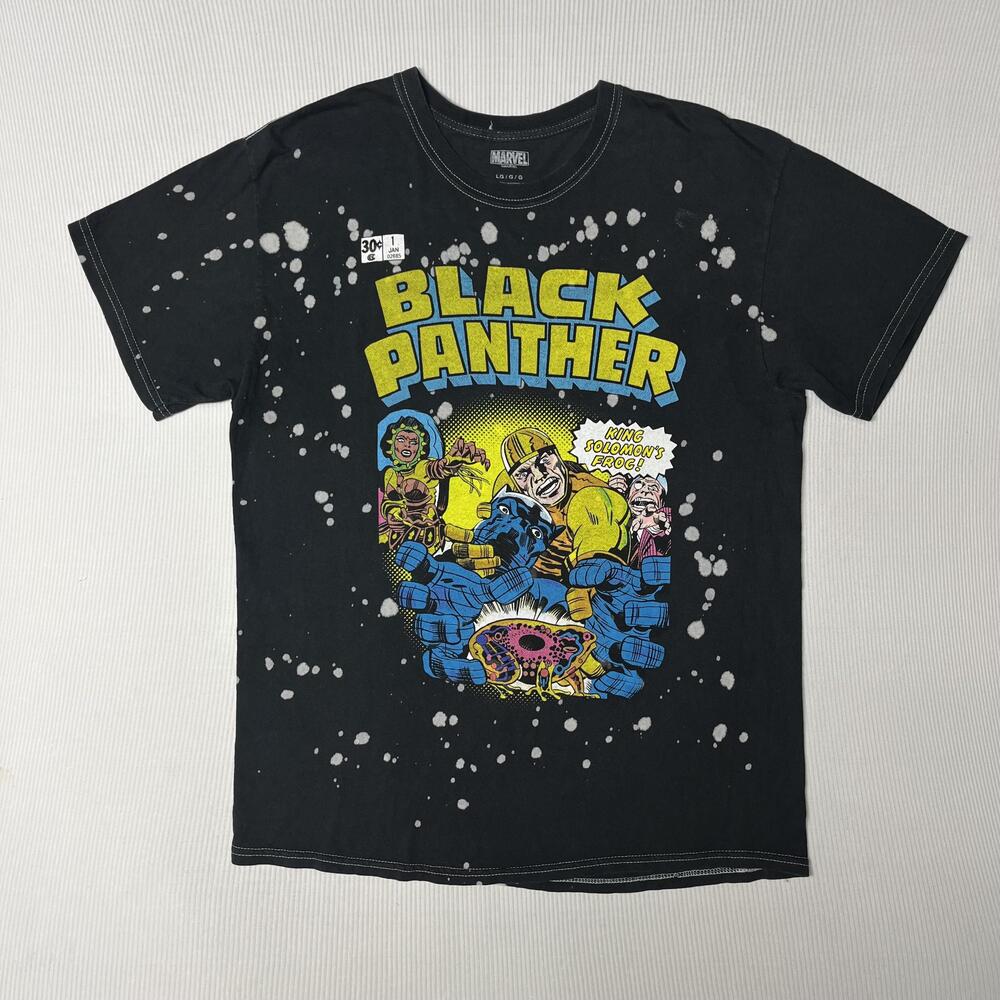 Marvel Shirt Mens L Black Black Panther King Solomon's Frog Graphic Tee Comics